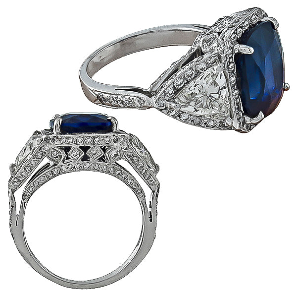 GRL Certified 8.18ct Sapphire GIA Certified 1.99ct Diamond Ring