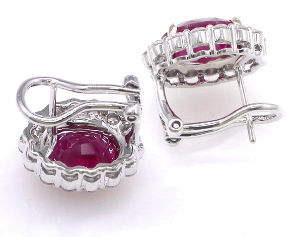 GRS 7.37ct Natural Burmese Ruby 1.70ct  Diamond Estate Earrings