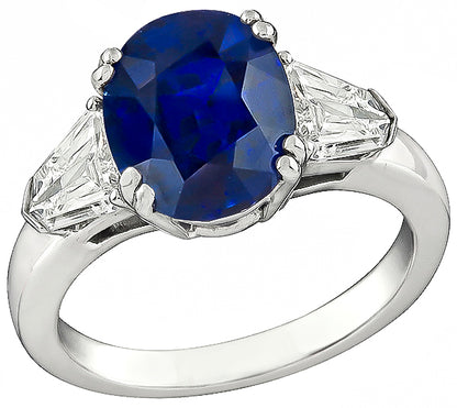 GRS Certified 4.04ct Natural Sapphire 0.80ct Diamond Engagement Ring