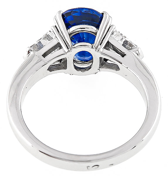 GRS Certified 4.04ct Natural Sapphire 0.80ct Diamond Engagement Ring