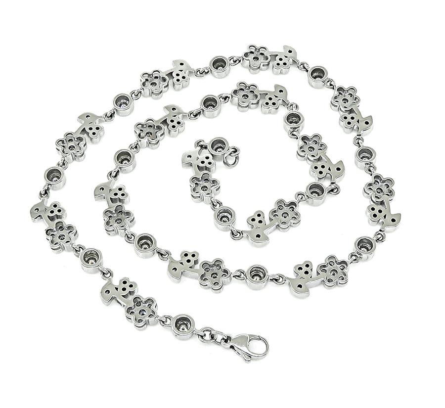 Estate 3.30ct Diamond 18k White Gold Floral Necklace