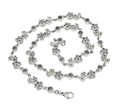 Estate 3.30ct Diamond 18k White Gold Floral Necklace