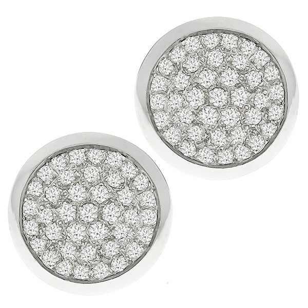 Estate 3.22ct Round Brilliant Diamond 14k White Gold Shield Earrings