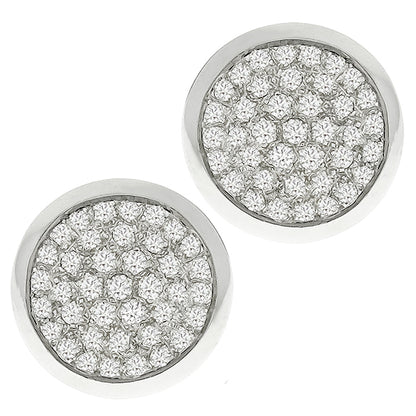 Estate 3.22ct Round Brilliant Diamond 14k White Gold Shield Earrings