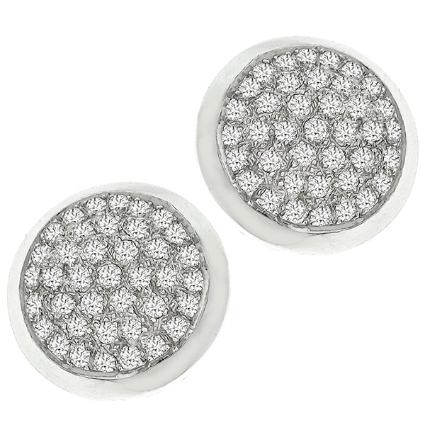 Estate 3.22ct Round Brilliant Diamond 14k White Gold Shield Earrings