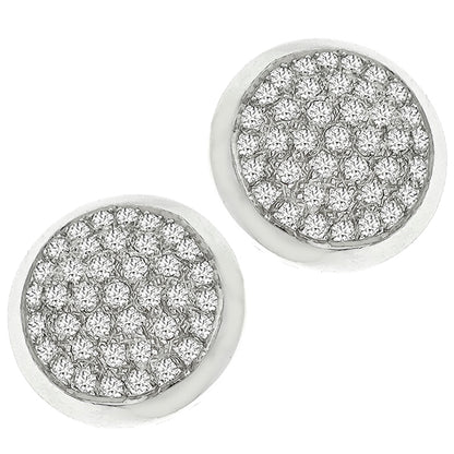 Estate 3.22ct Round Brilliant Diamond 14k White Gold Shield Earrings