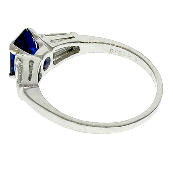 Jabel 1.48ct Emerald Cut Ceylon Sapphire And Diamond Platinum Engagement Ring