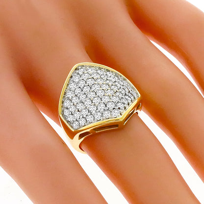 Estate 2.00ct Round Cut Diamond Cluster 14k Yellow Gold Ring