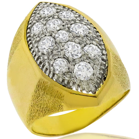 Estate 1.98ct Round Cut Diamond 18k Yellow And White Gold Ring