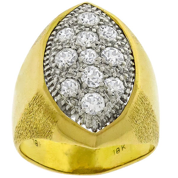 Estate 1.98ct Round Cut Diamond 18k Yellow And White Gold Ring