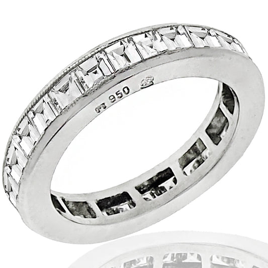 Estate 1.45ct Carre Cut Diamond Eternity Platinum  Wedding Band