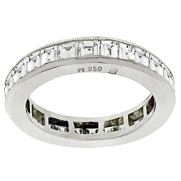 Estate 1.45ct Carre Cut Diamond Eternity Platinum  Wedding Band