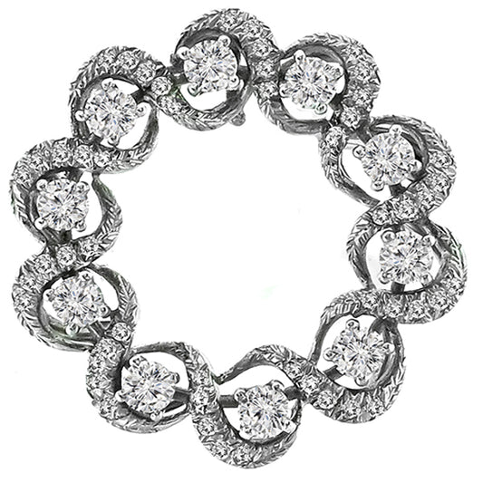 Kurt Wayne  2.60ct Diamond Gold Round Swirl Pin/Pendant