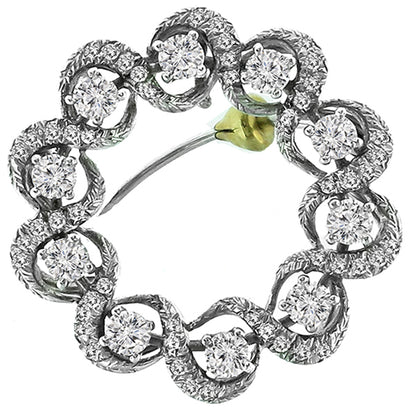 Kurt Wayne  2.60ct Diamond Gold Round Swirl Pin/Pendant