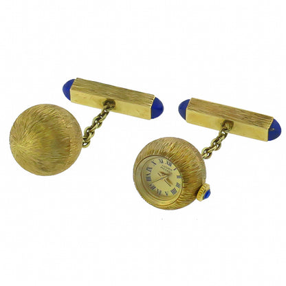 Lucien Piccard Lapis Sapphire Gold Watch Cufflinks
