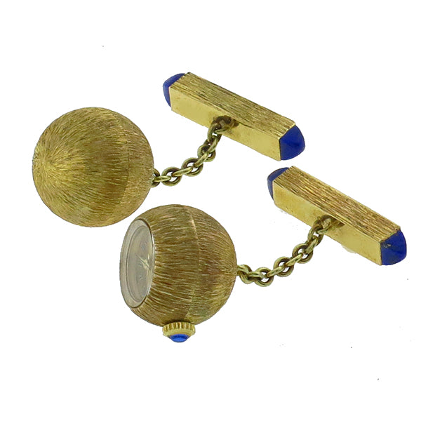 Lucien Piccard Lapis Sapphire Gold Watch Cufflinks
