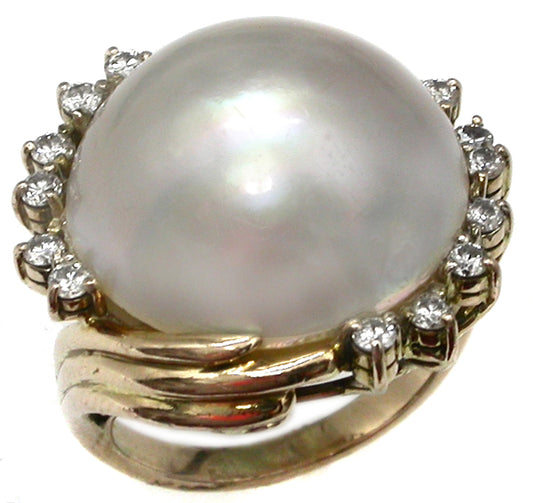 Mabe Pearl 0.40ct Diamond Gold Gold Ring