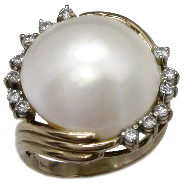 Mabe Pearl 0.40ct Diamond Gold Gold Ring