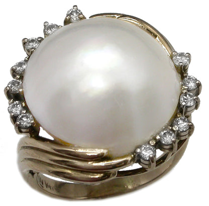 Mabe Pearl 0.40ct Diamond Gold Gold Ring