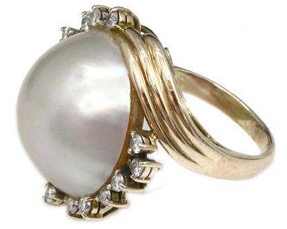 Mabe Pearl 0.40ct Diamond Gold Gold Ring