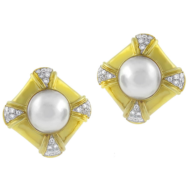 Mabe Pearl 1.10ct Diamond Earrings