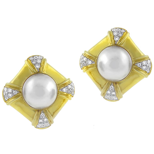 Mabe Pearl 1.10ct Diamond Earrings