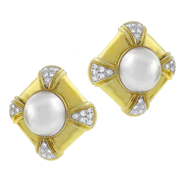 Mabe Pearl 1.10ct Diamond Earrings