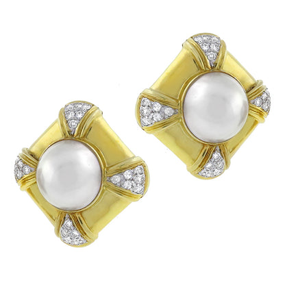 Mabe Pearl 1.10ct Diamond Earrings