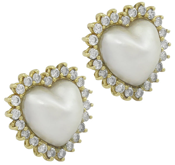 Mabe Pearl 1.80ct Diamond Gold Earrings
