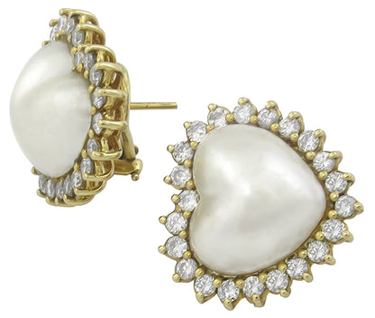 Mabe Pearl 1.80ct Diamond Gold Earrings