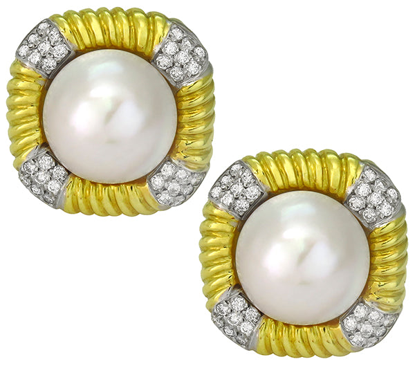 Mabe Pearl 1.90ct Diamond Earrings