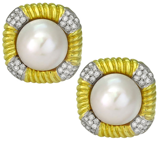 Mabe Pearl 1.90ct Diamond Earrings