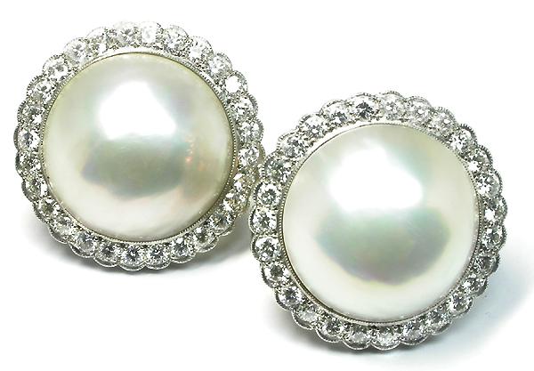 Mabe Pearl 2.70ct Diamond Earrings