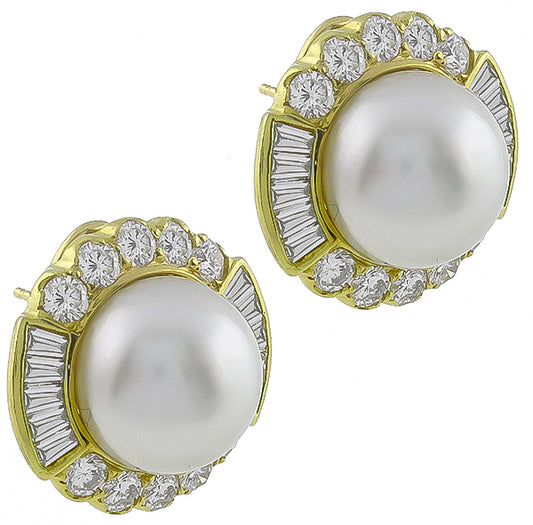 Mabe Pearl 4.00ct Diamond Earrings