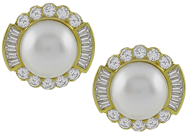Mabe Pearl 4.00ct Diamond Earrings