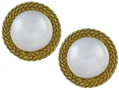 Mabe Pearl Gold Vintage Earrings