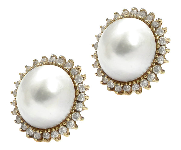 Mabe Pearl Diamond Earrings Israel Rose