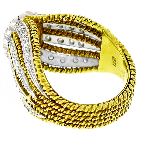 Estate 1.00ct Round Cut Diamond 18k Yellow And White Gold Ring