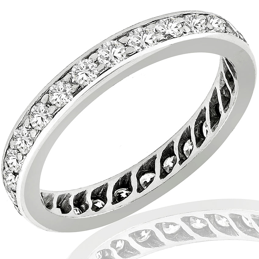 Estate 1.12ct Round Brilliant Diamond Eternity Platinum Wedding Band