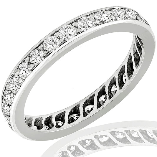 Estate 1.12ct Round Brilliant Diamond Eternity Platinum Wedding Band