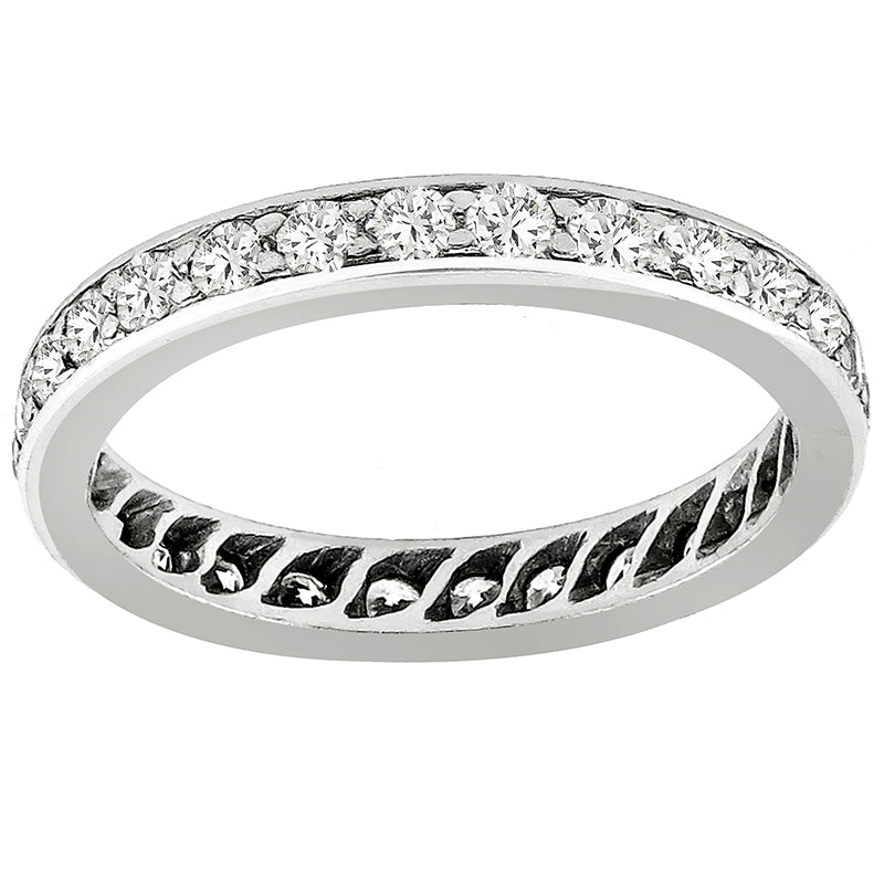Estate 1.12ct Round Brilliant Diamond Eternity Platinum Wedding Band