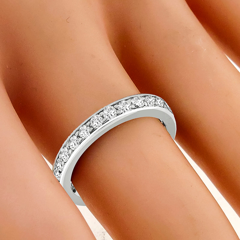 Estate 1.12ct Round Brilliant Diamond Eternity Platinum Wedding Band