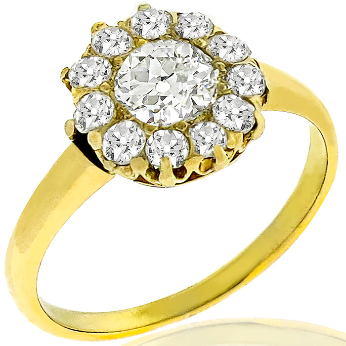 Antique Victorian 0.51ct Old Mine Cut Diamond 14k Yellow Gold Ring
