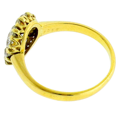 Antique Victorian 0.51ct Old Mine Cut Diamond 14k Yellow Gold Ring