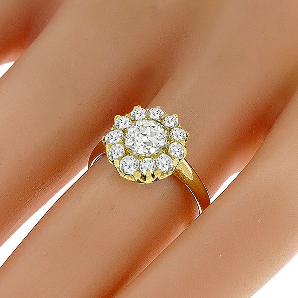 Antique Victorian 0.51ct Old Mine Cut Diamond 14k Yellow Gold Ring