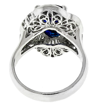 Vintage 2.41ct Sapphire Baguette Diamond Ring in Platinum