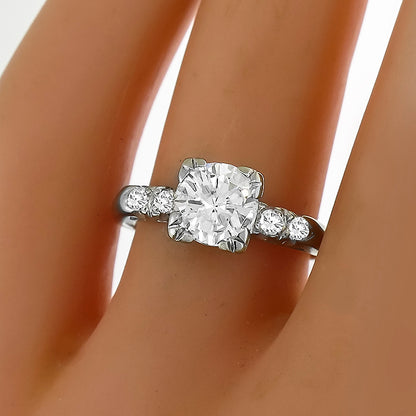 Estate 0.85ct Round Brilliant Diamond 14k White Gold Engagement Ring