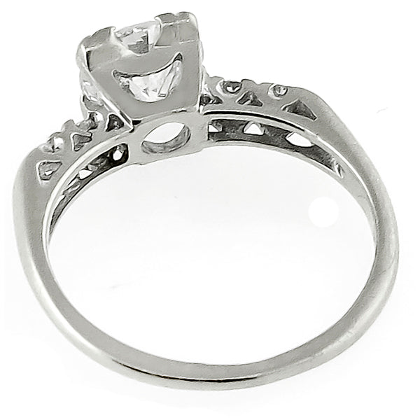 Estate 0.85ct Round Brilliant Diamond 14k White Gold Engagement Ring