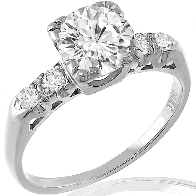 Estate 0.85ct Round Brilliant Diamond 14k White Gold Engagement Ring