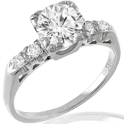 Estate 0.85ct Round Brilliant Diamond 14k White Gold Engagement Ring
